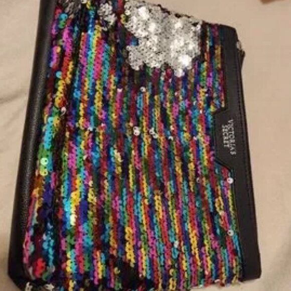 Victoria's Secret Sequin Make up Bag Colorful Travel Clutch NEW - Picture 5 of 6